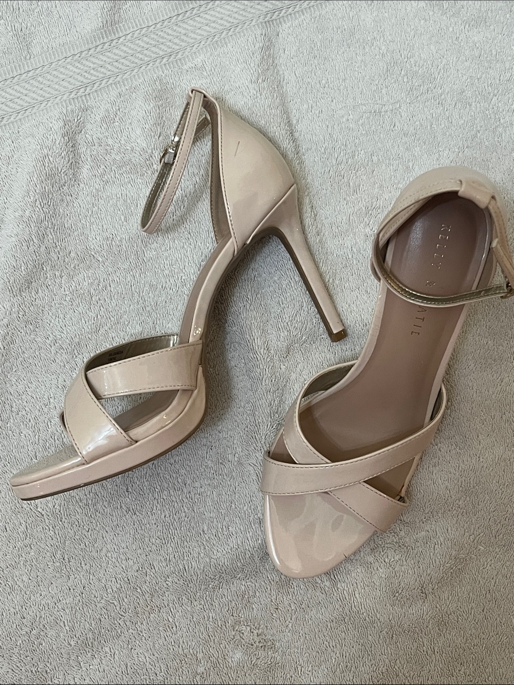 Kelly & Katie Blush Patent Open-Toe Ankle-Strap High Heels